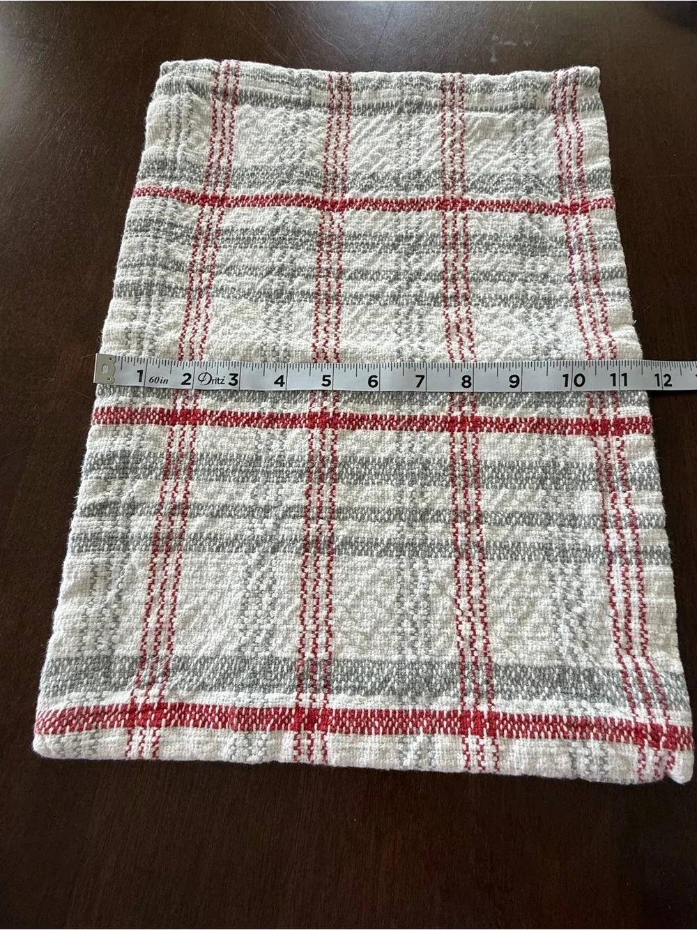 Park Designs Gray Red Plaid Cotton Kitchen Towel Small Placemat Farmhouse